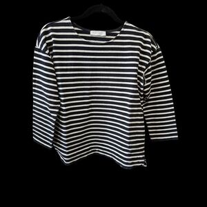 Everlane Breton Black and White Striped Thick Cotton Top - S